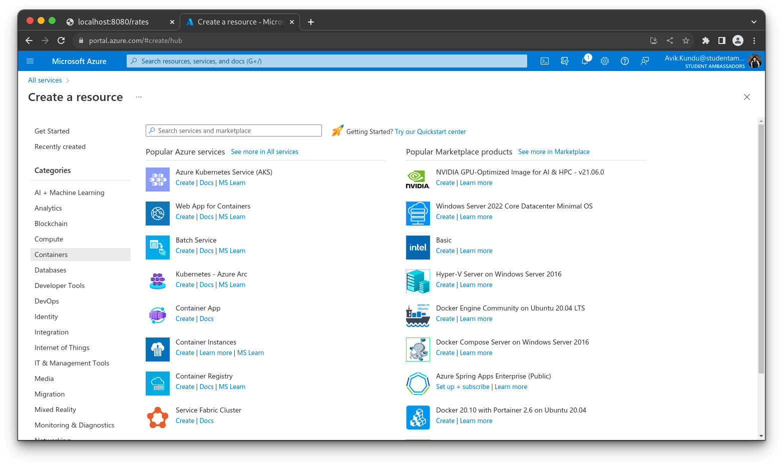 Create azure registry