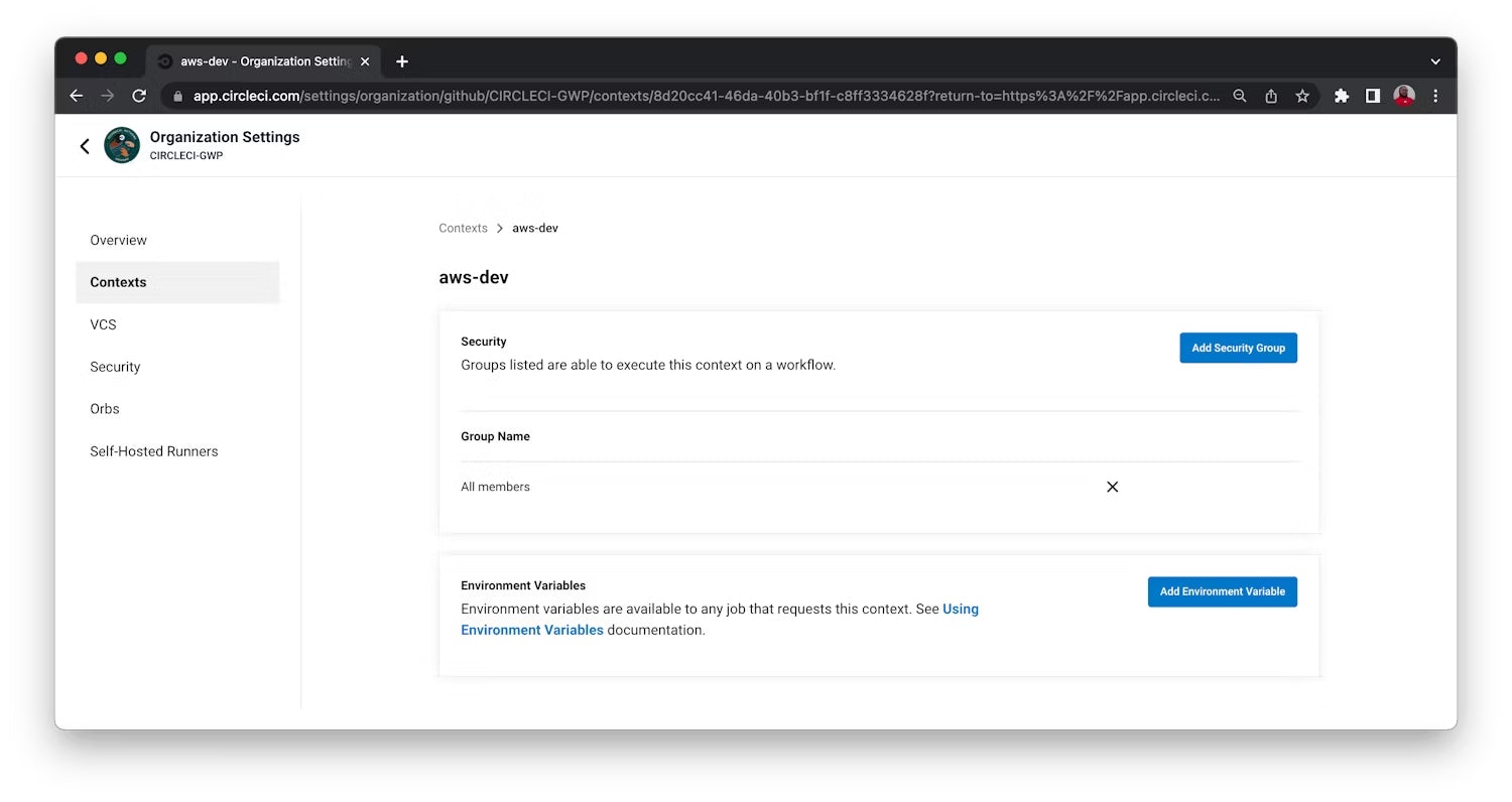 Create environment variables