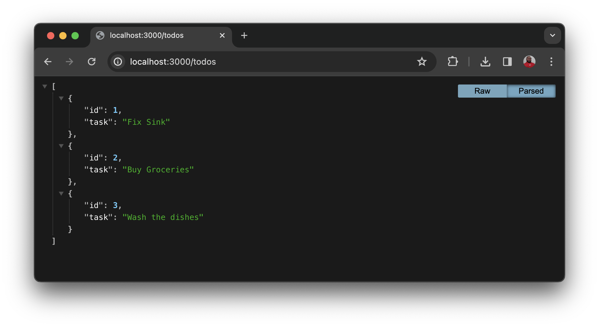 Todos endpoint - Node app