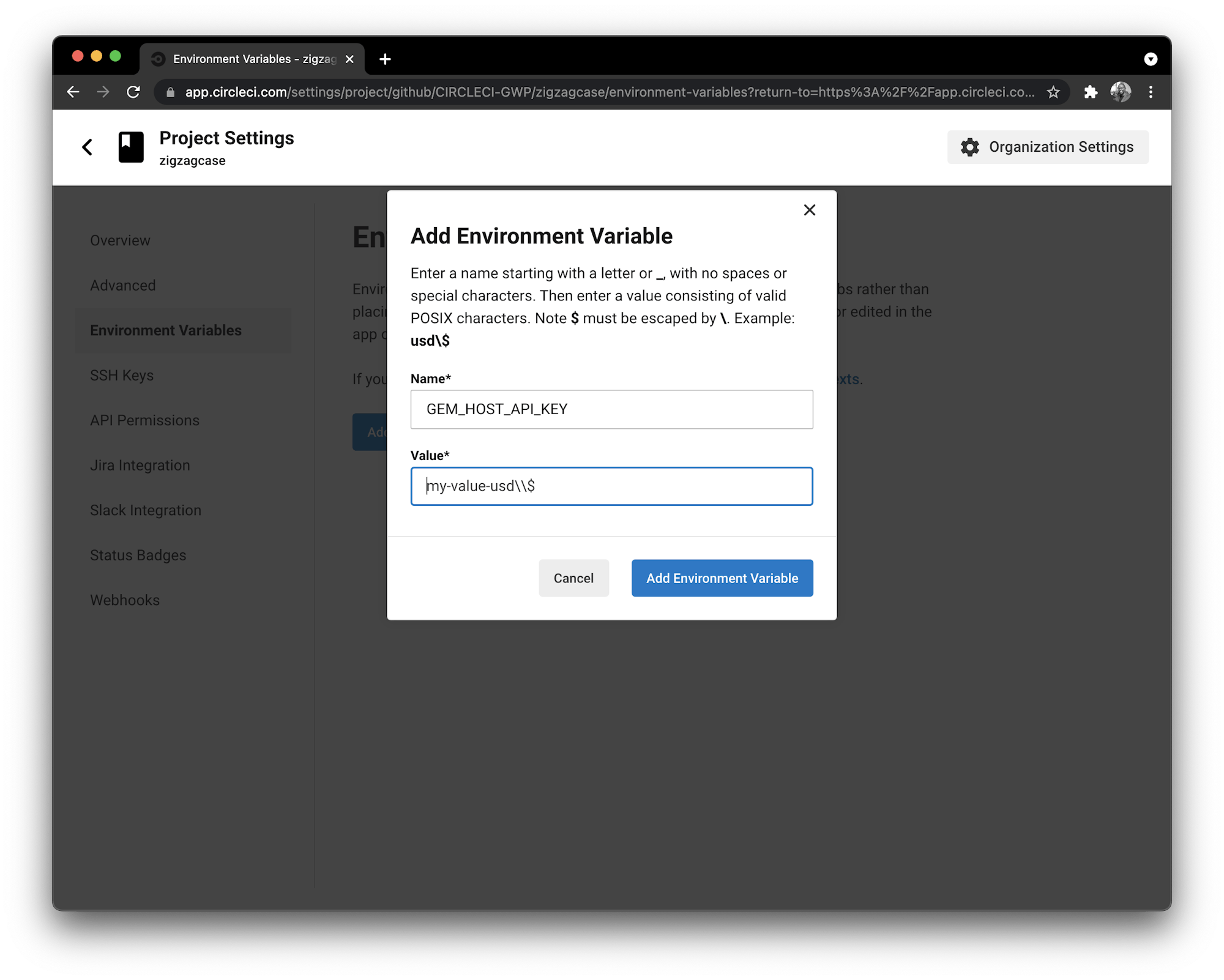 Environment variable