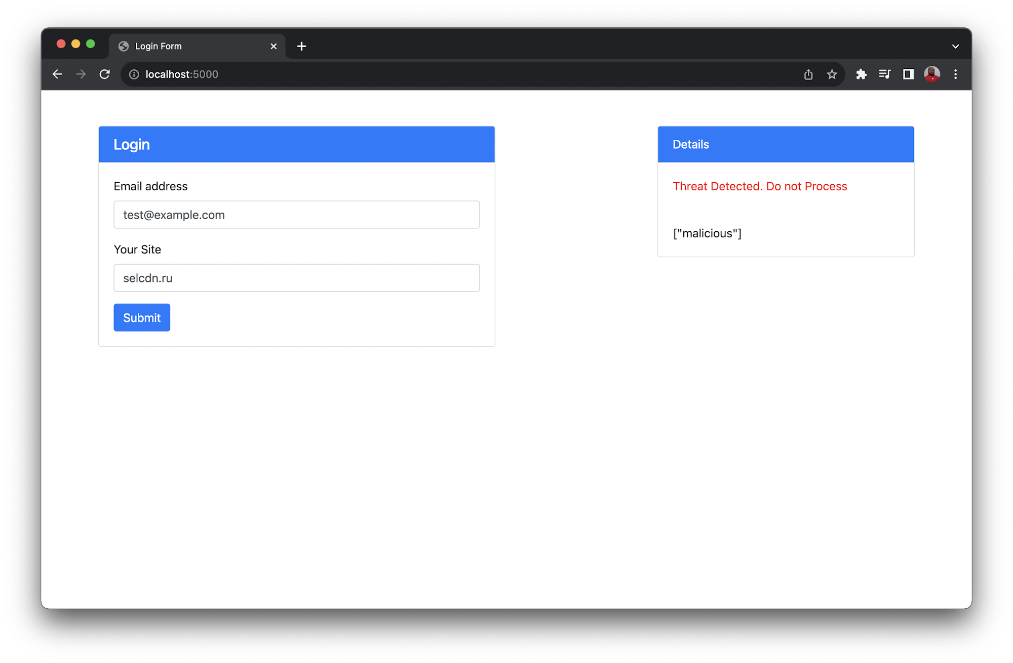 Malicious domain test