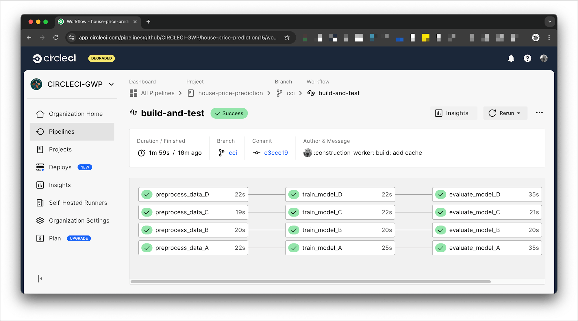 Successful build with cache