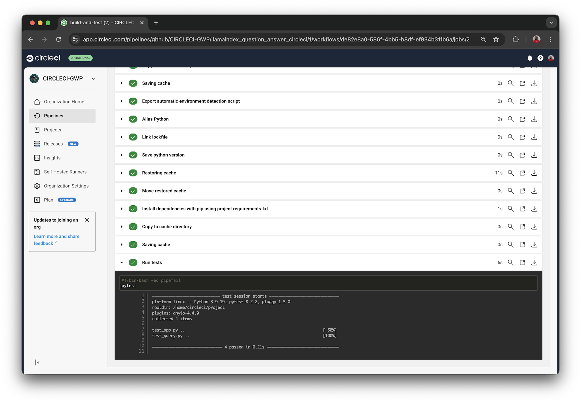 Circle CI pipeline builds successfully