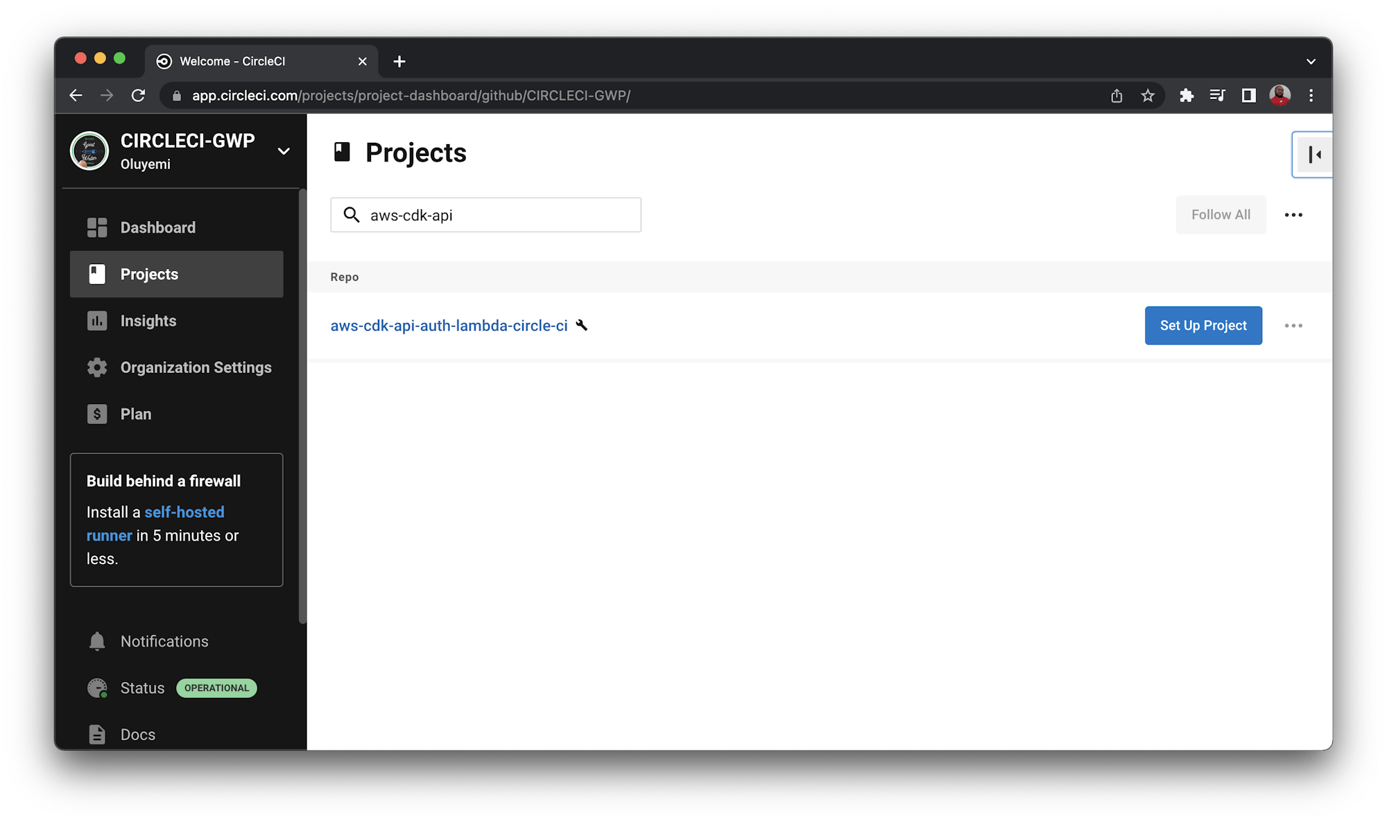 Circle CI set up project