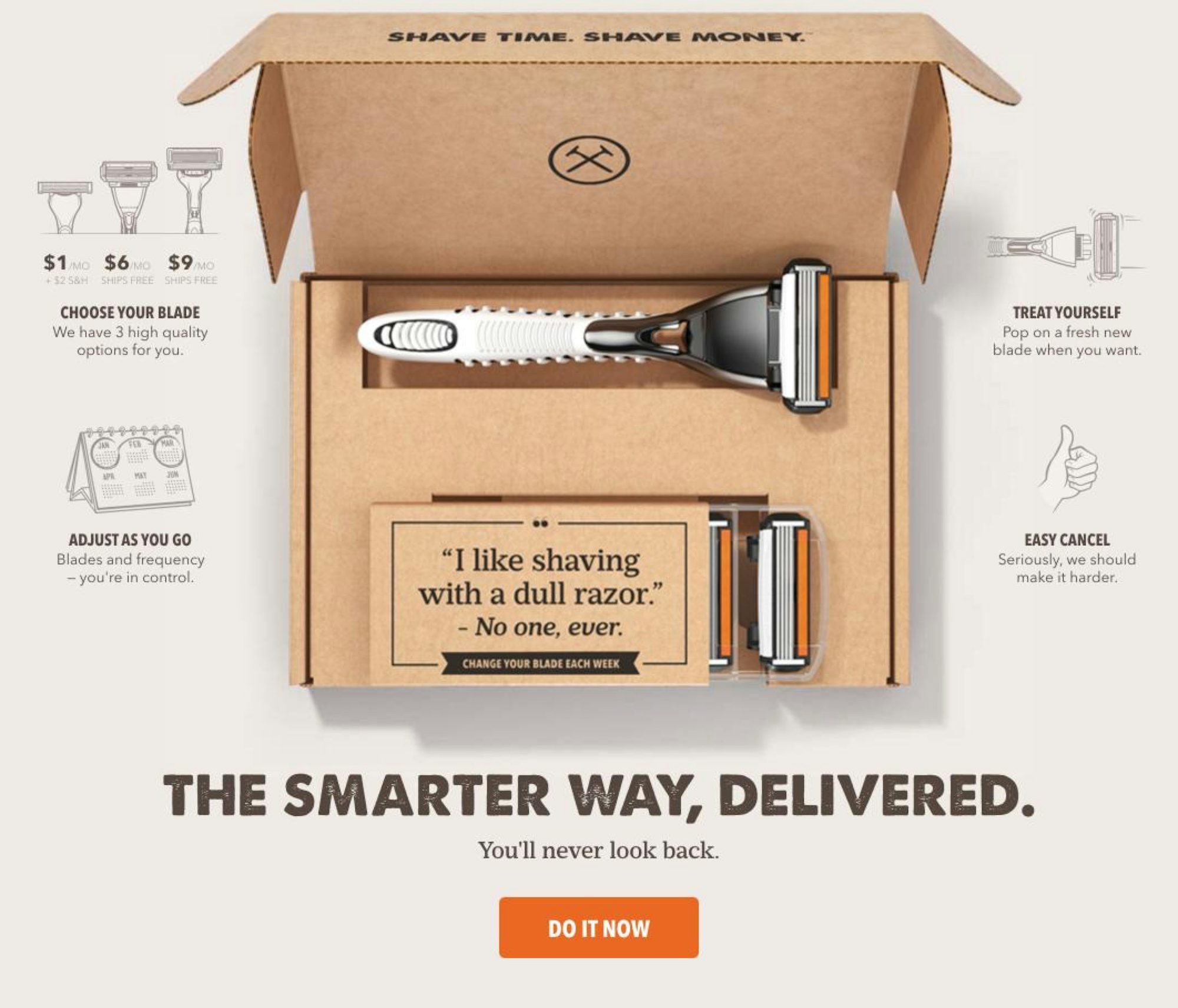 Dollar Shave Club packages and features