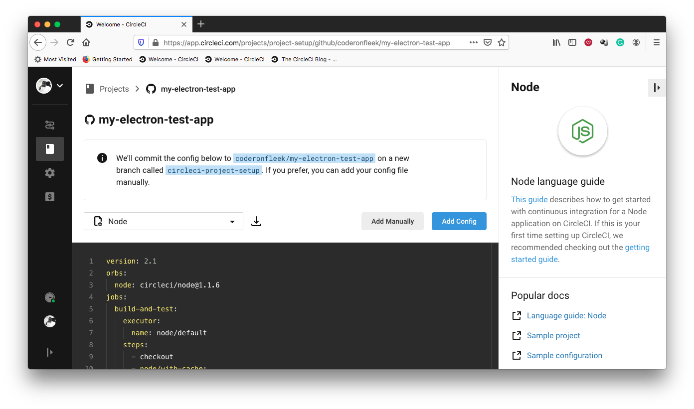 Add Config - CircleCI