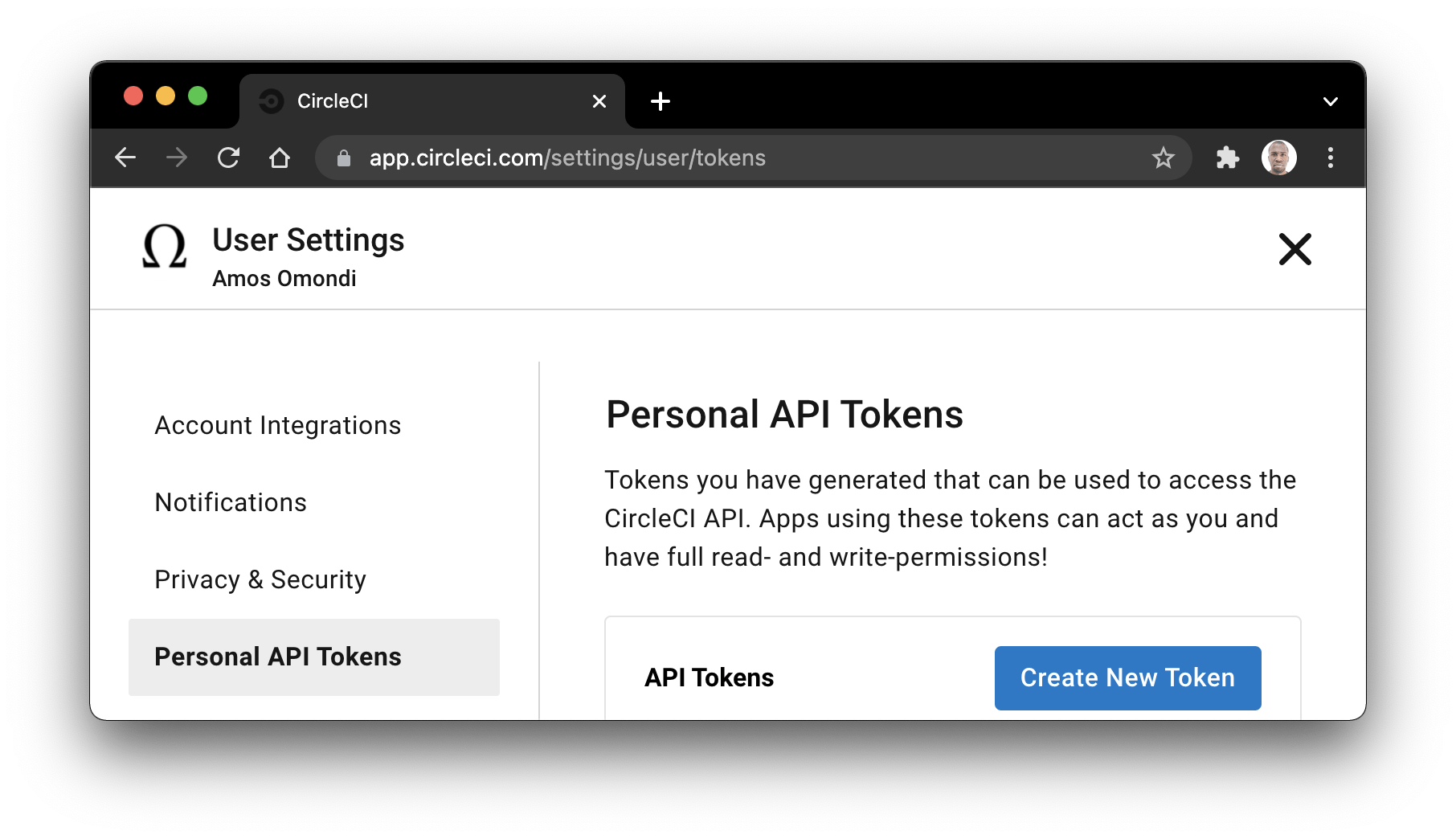 Personal API token