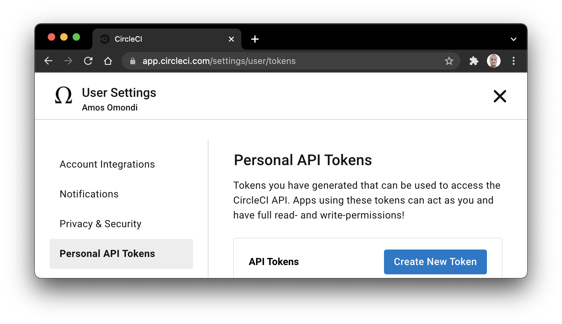 Personal API token