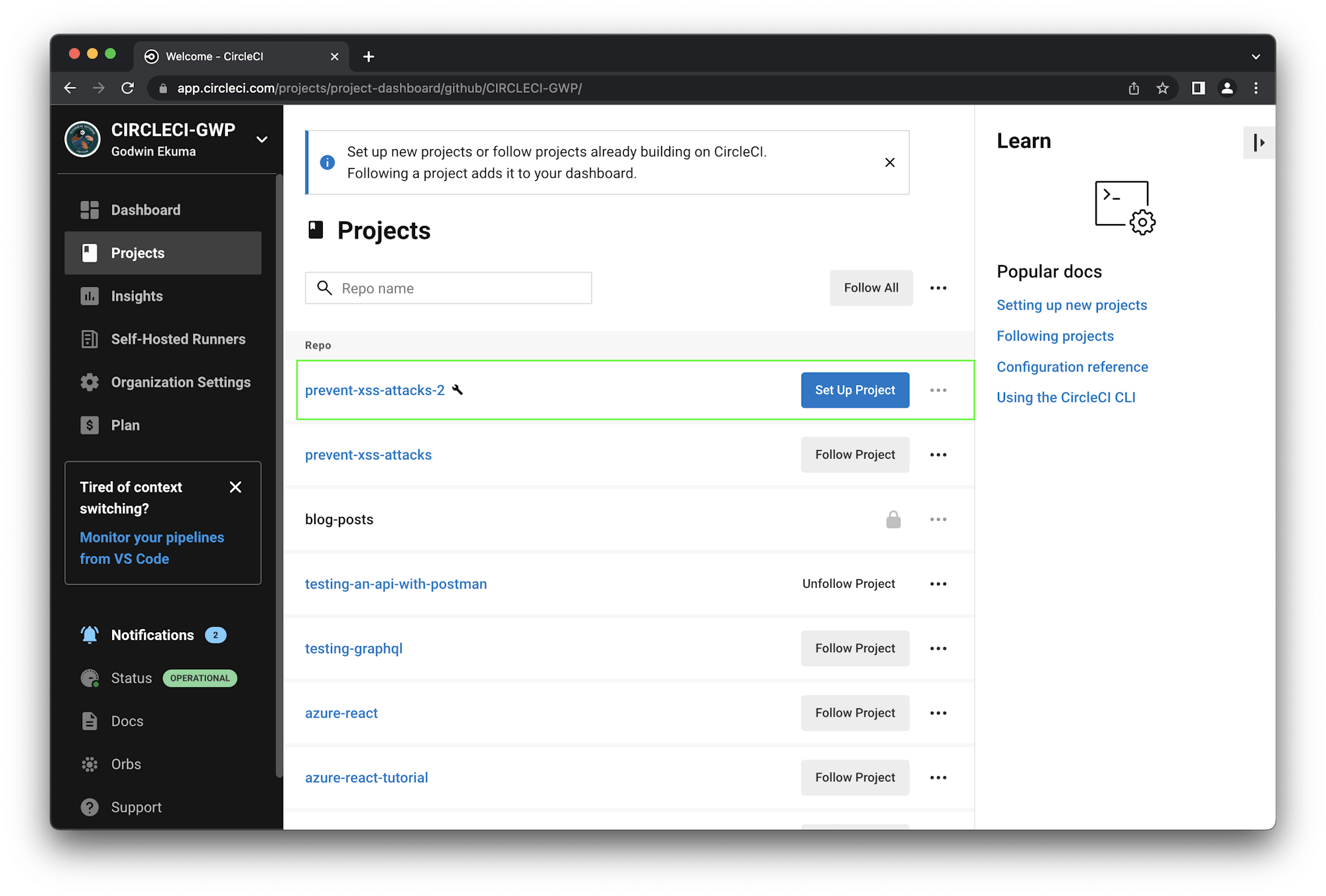 Add Project - CircleCI