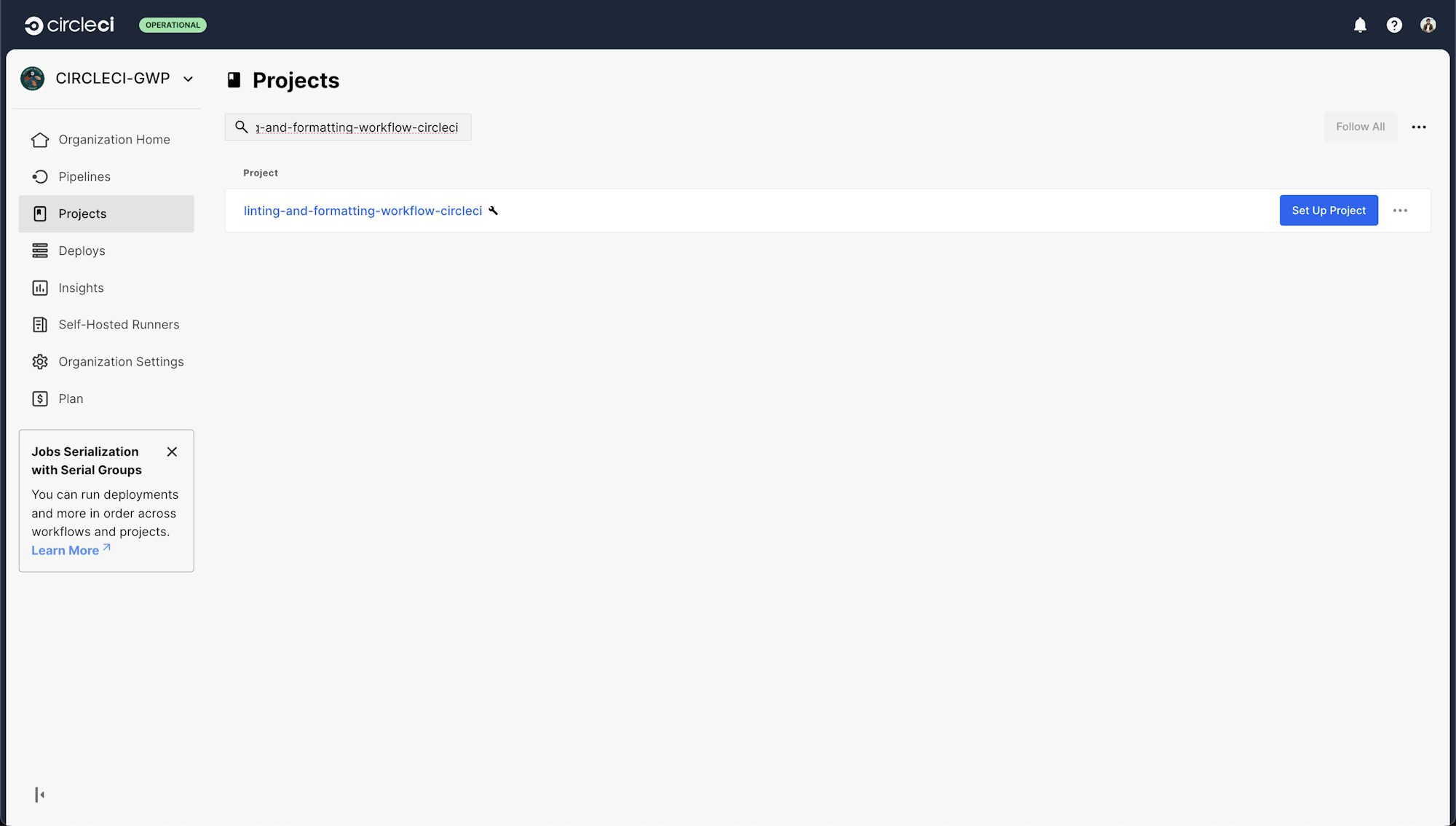 CircleCI project setup