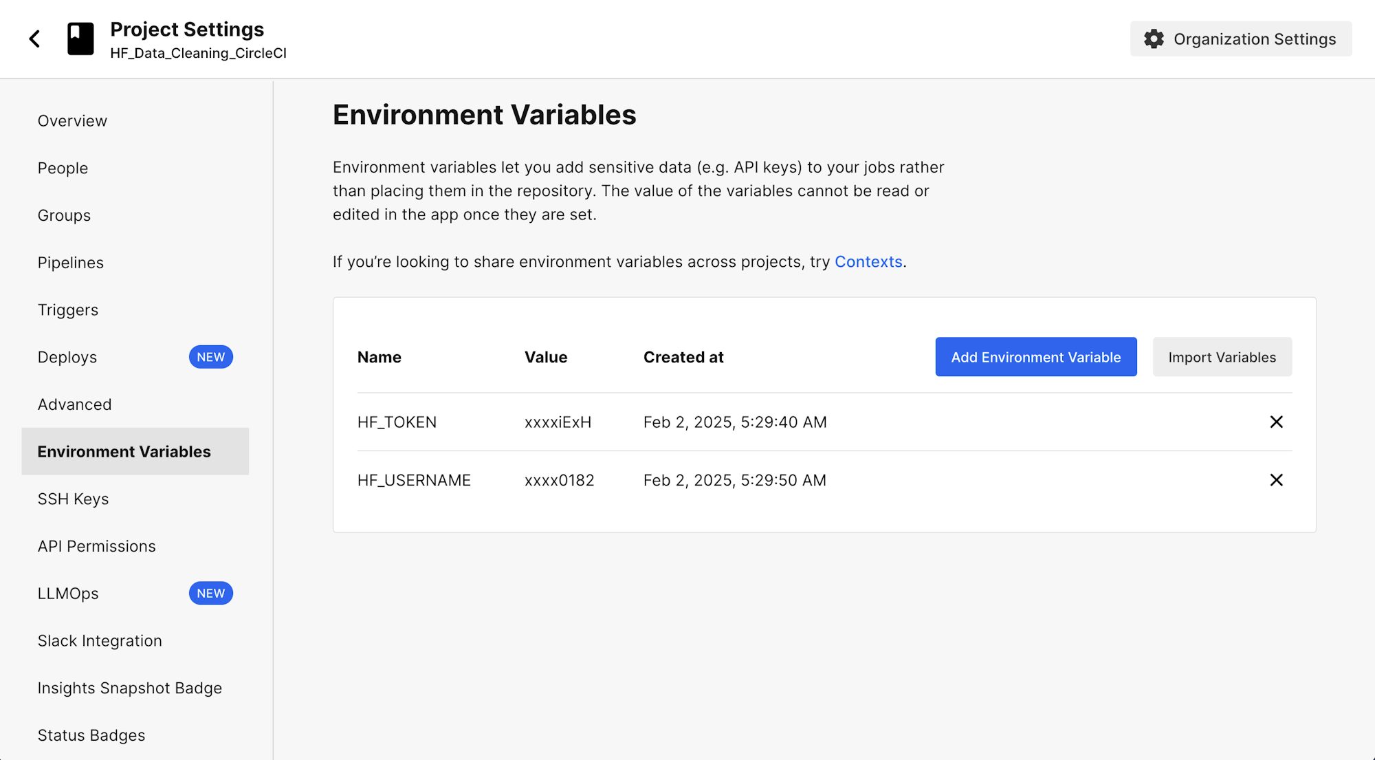 Environment variables