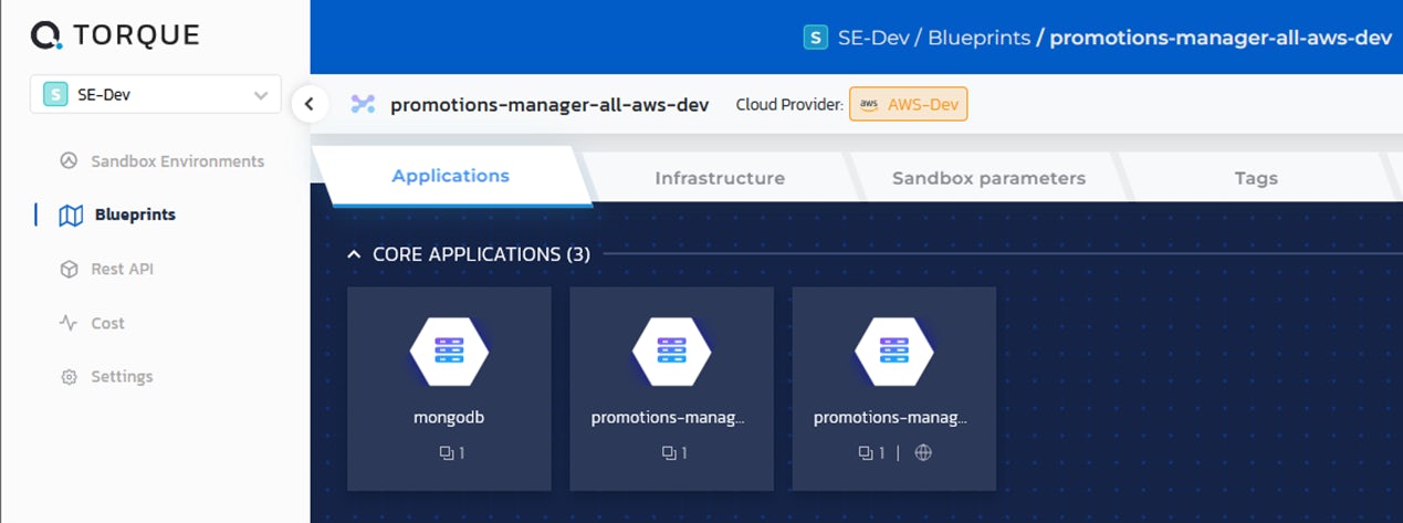 Promotions Manager application in Torque