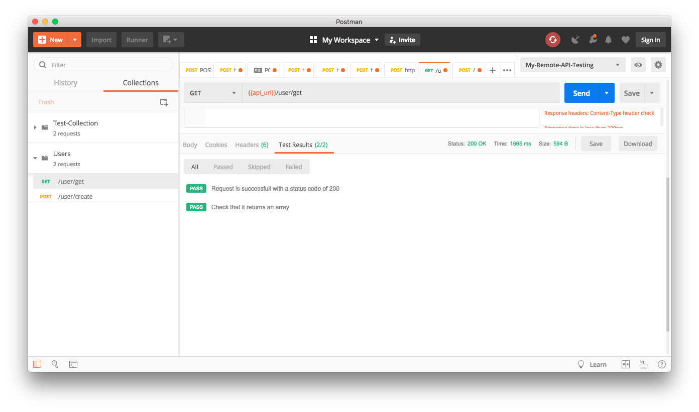 テスト 1 の実行 - Postman