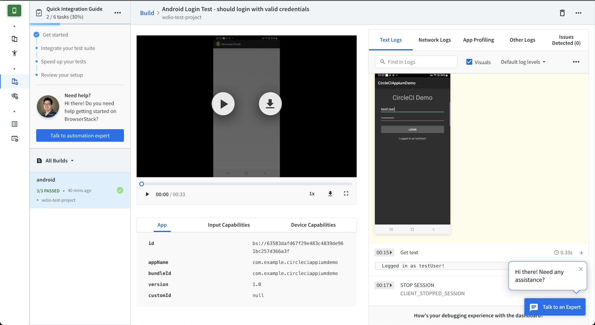 Running tests on BrowserStack cloud devices