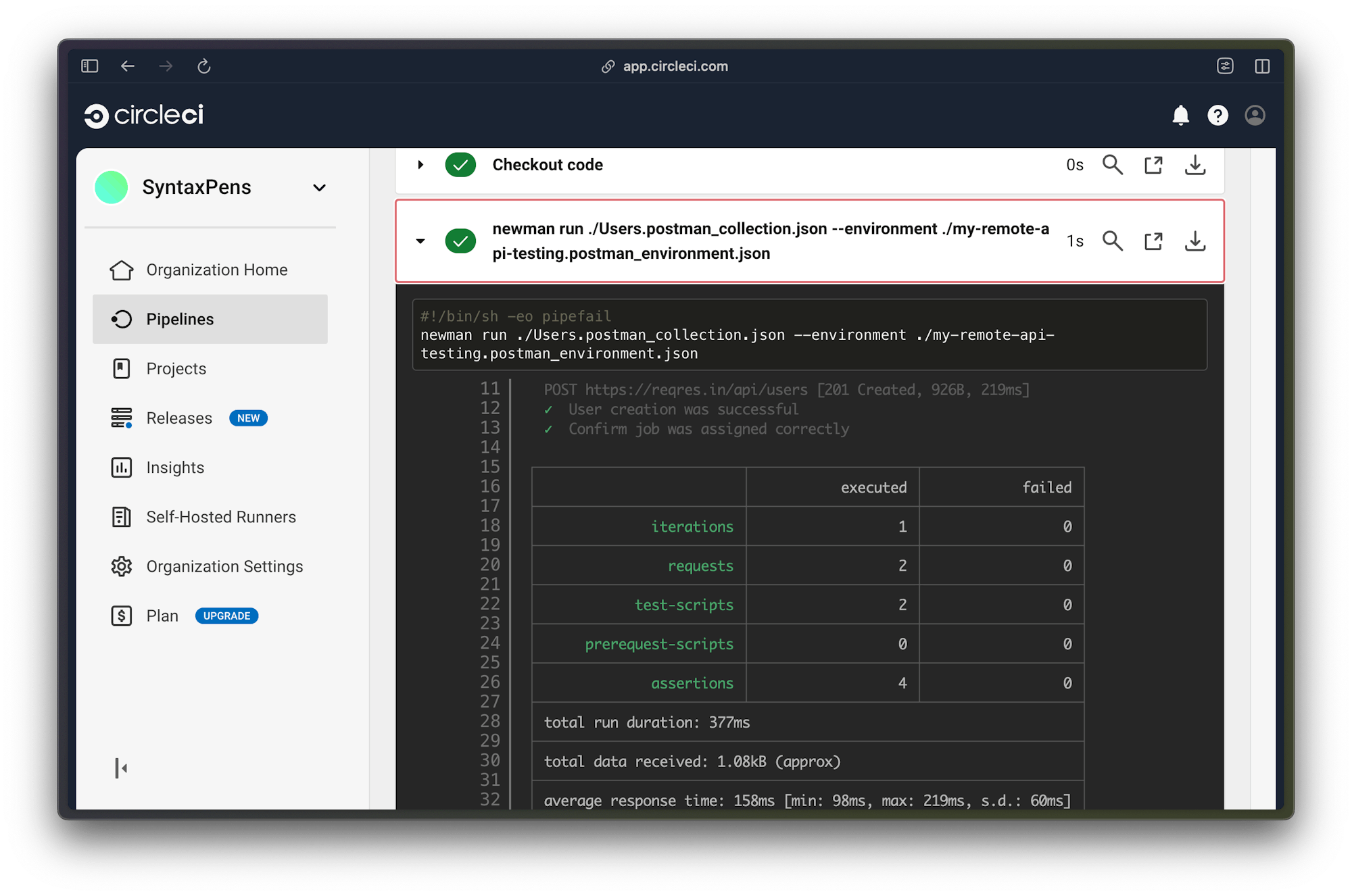Test results - CircleCI