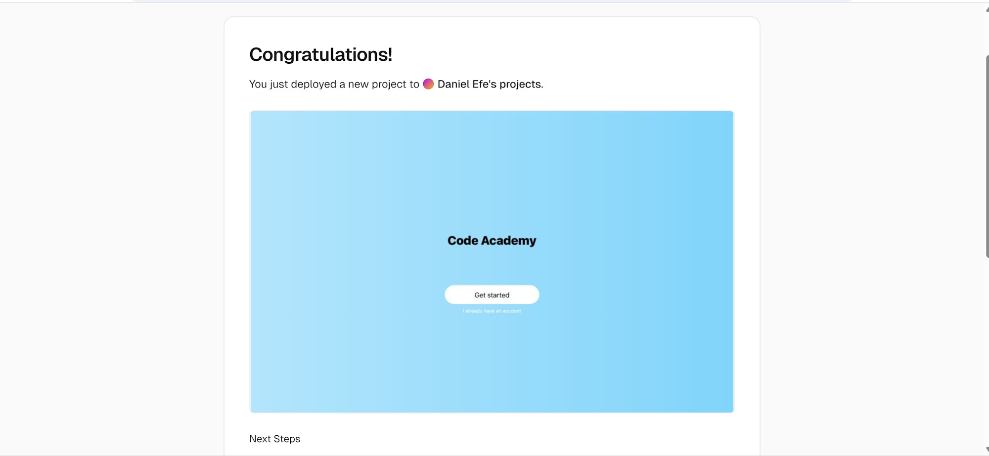 View deployed project