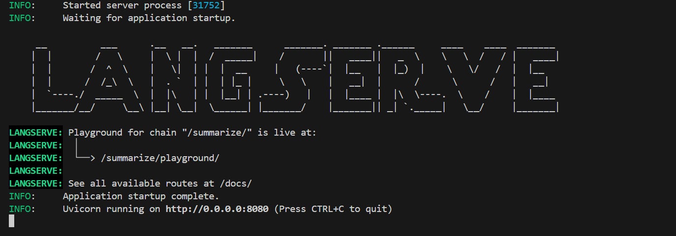 Langserve server running