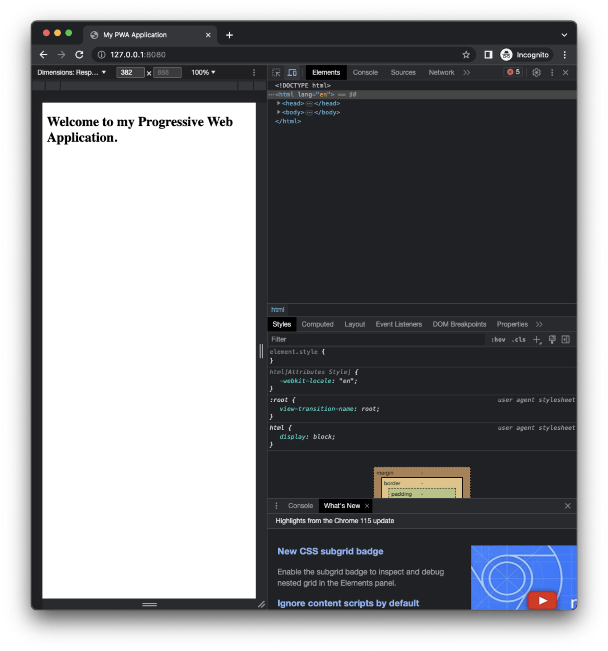 Application Home Page