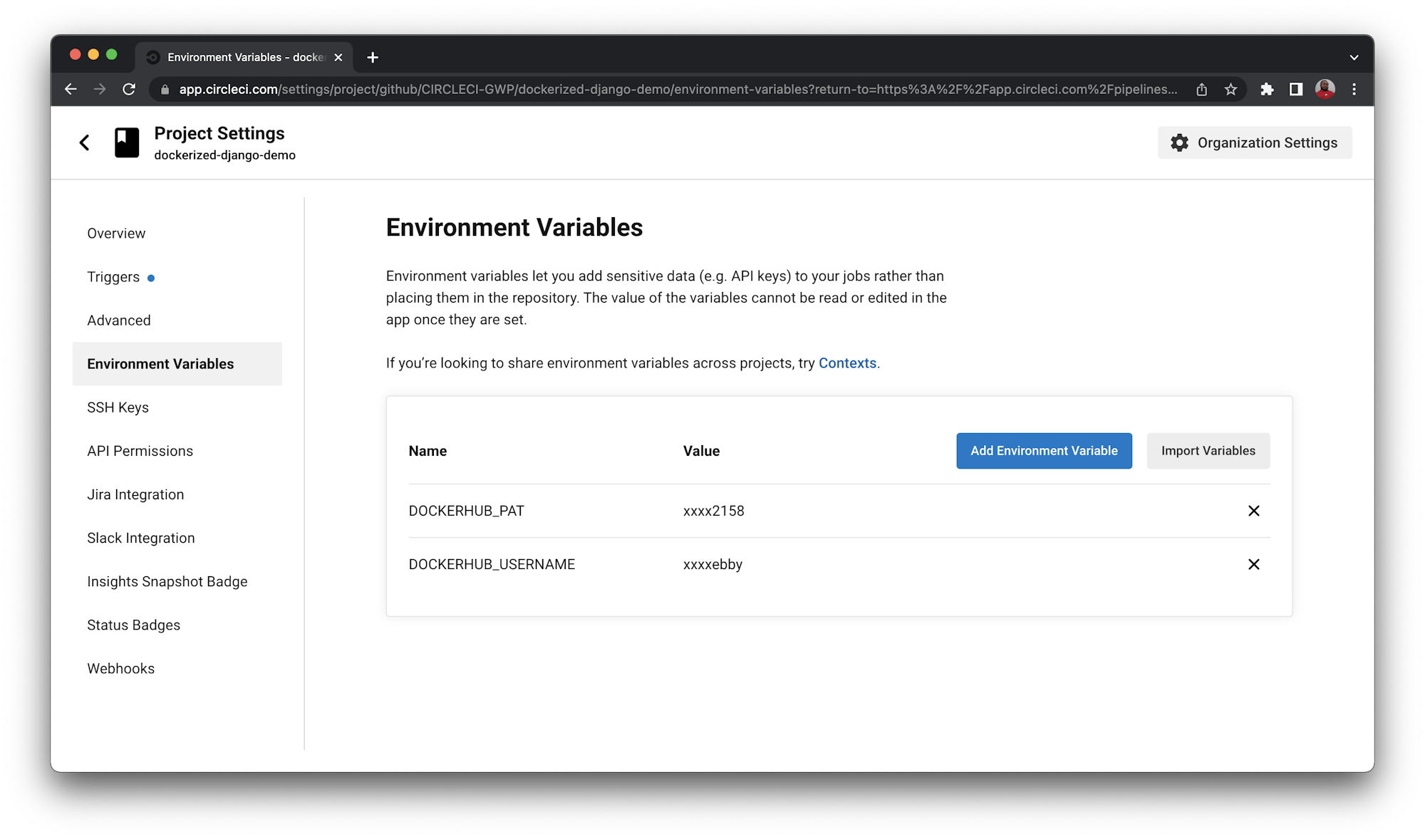 Environment variables
