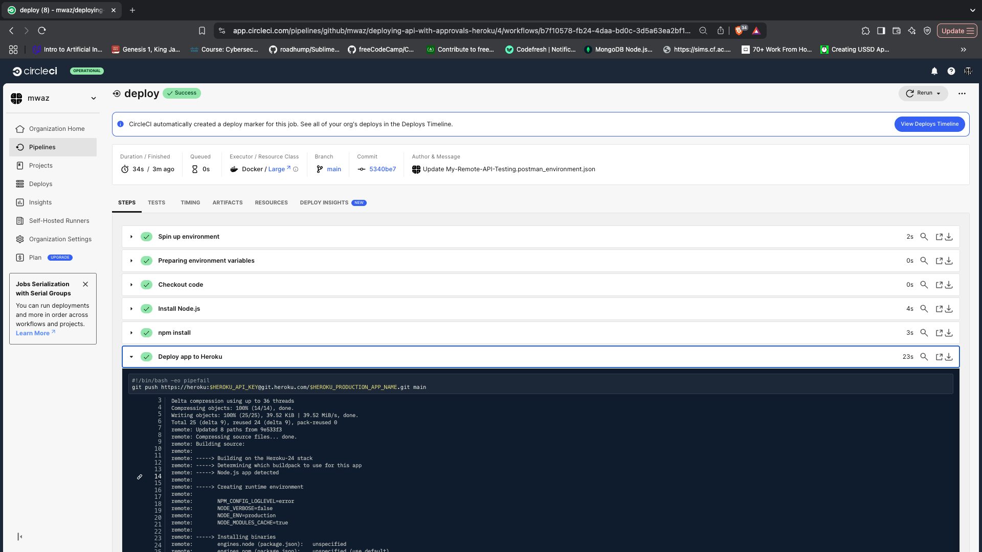 Test job details - CircleCI