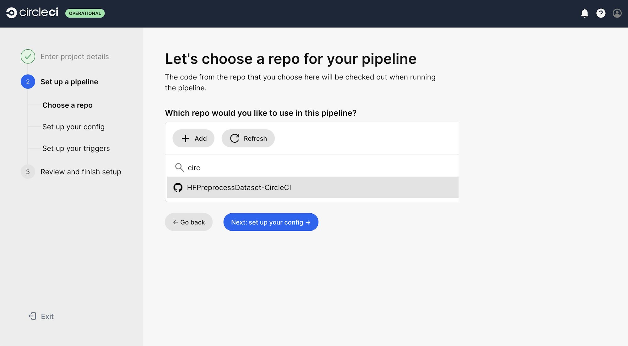 CircleCI Project Tab