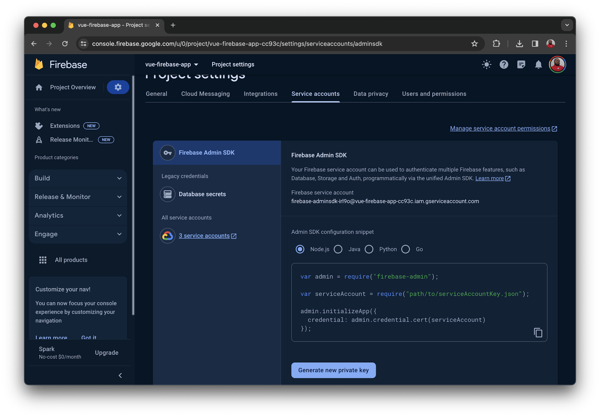 Generate new private key