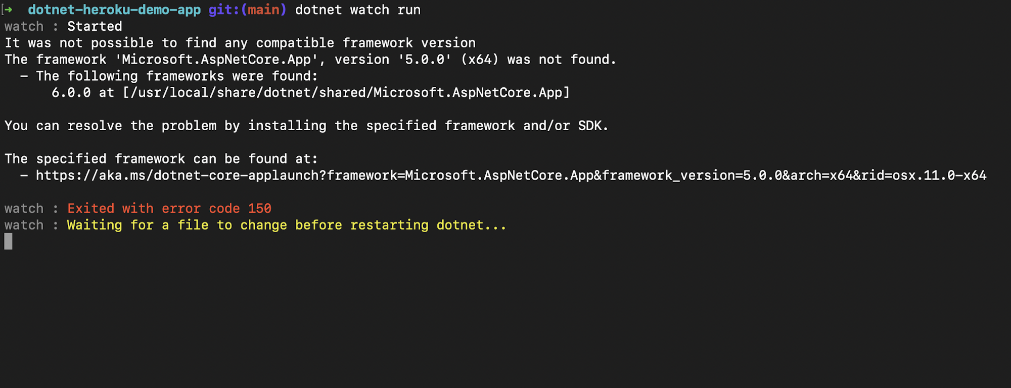 ASP.NET Core version error