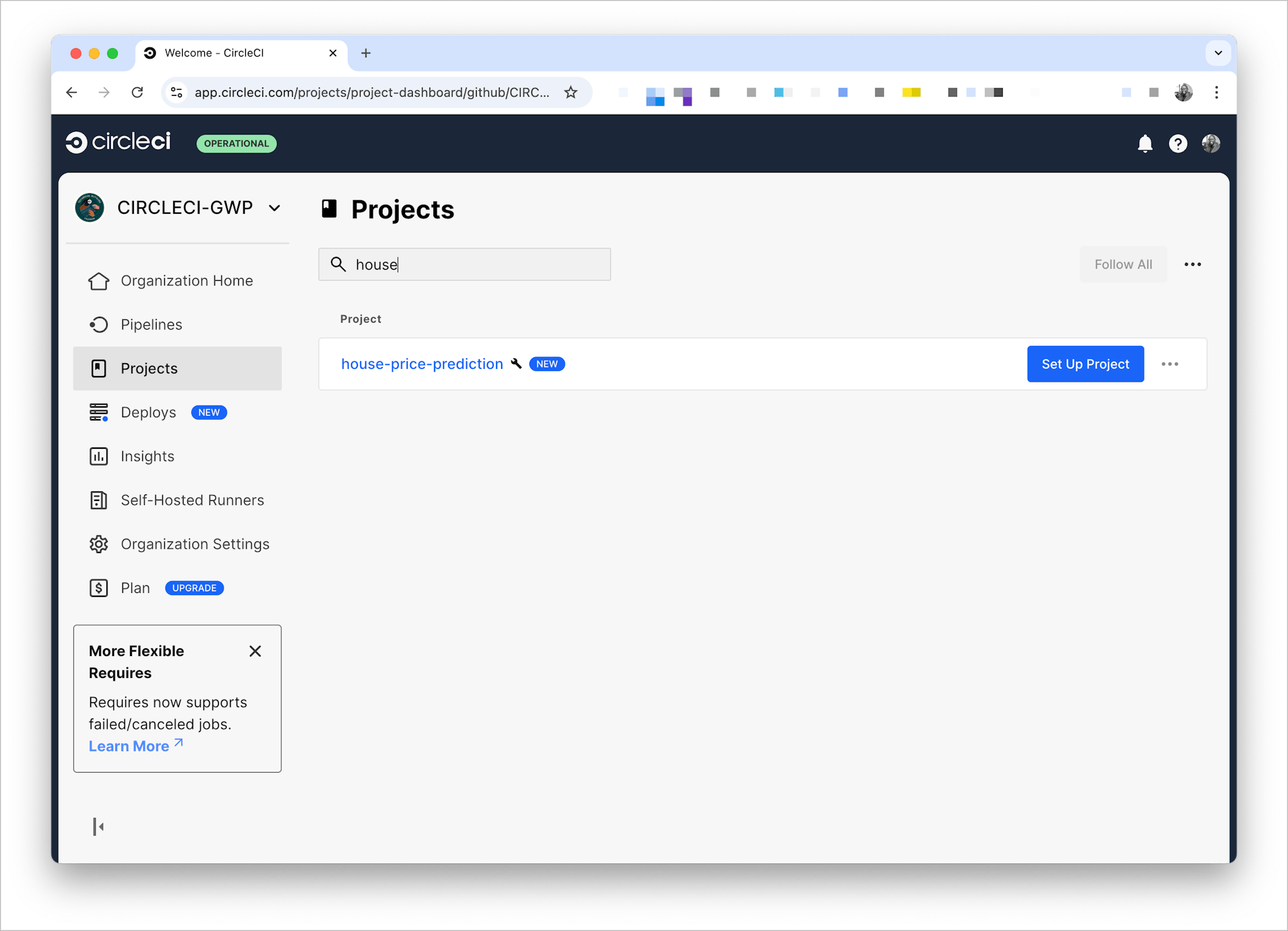 Connecting a new project