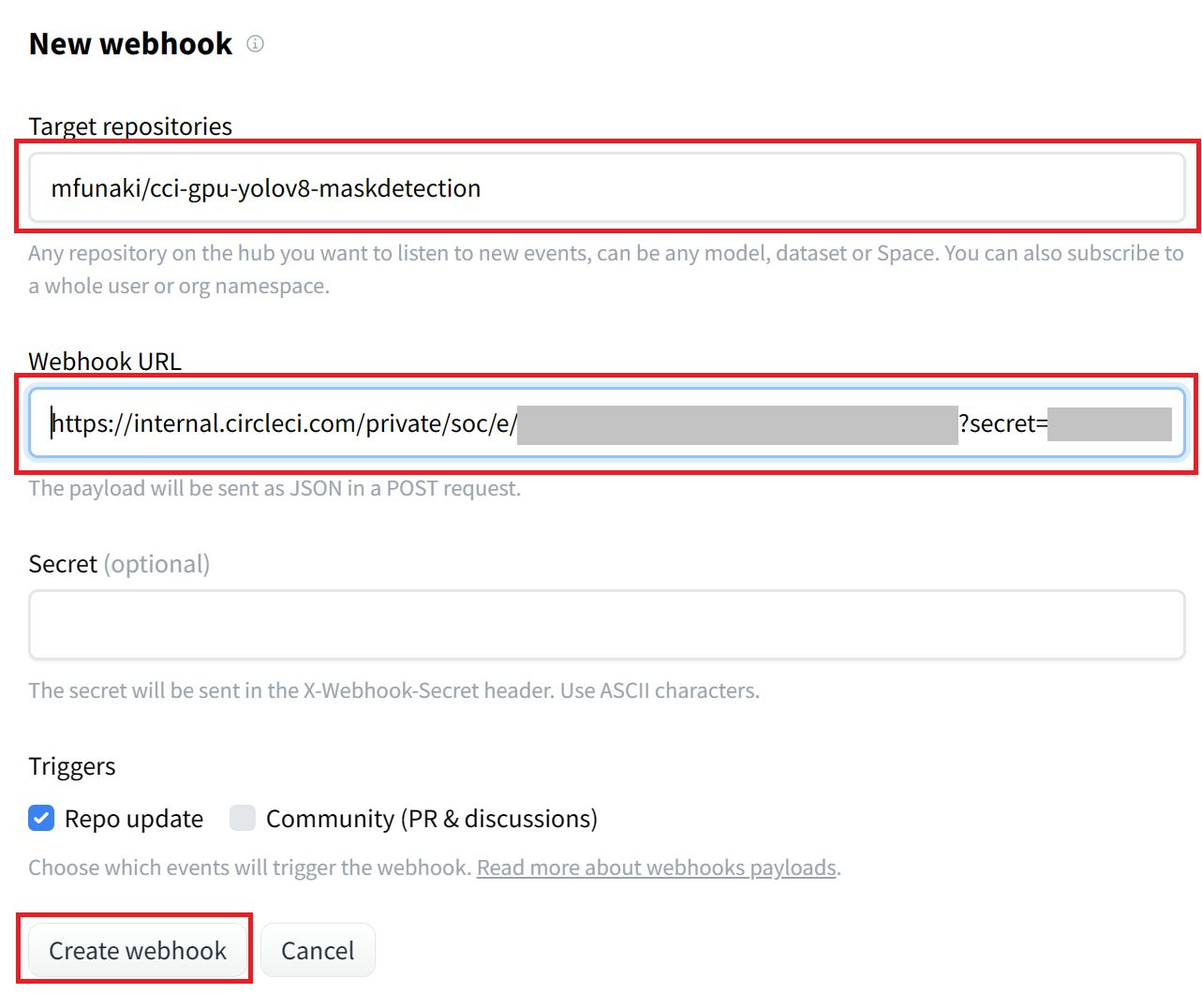 Hugging Face: New Webhook