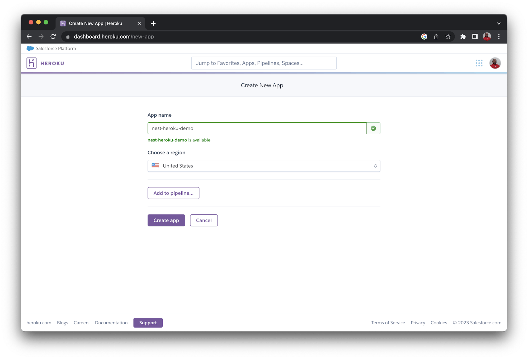 Create Heroku app